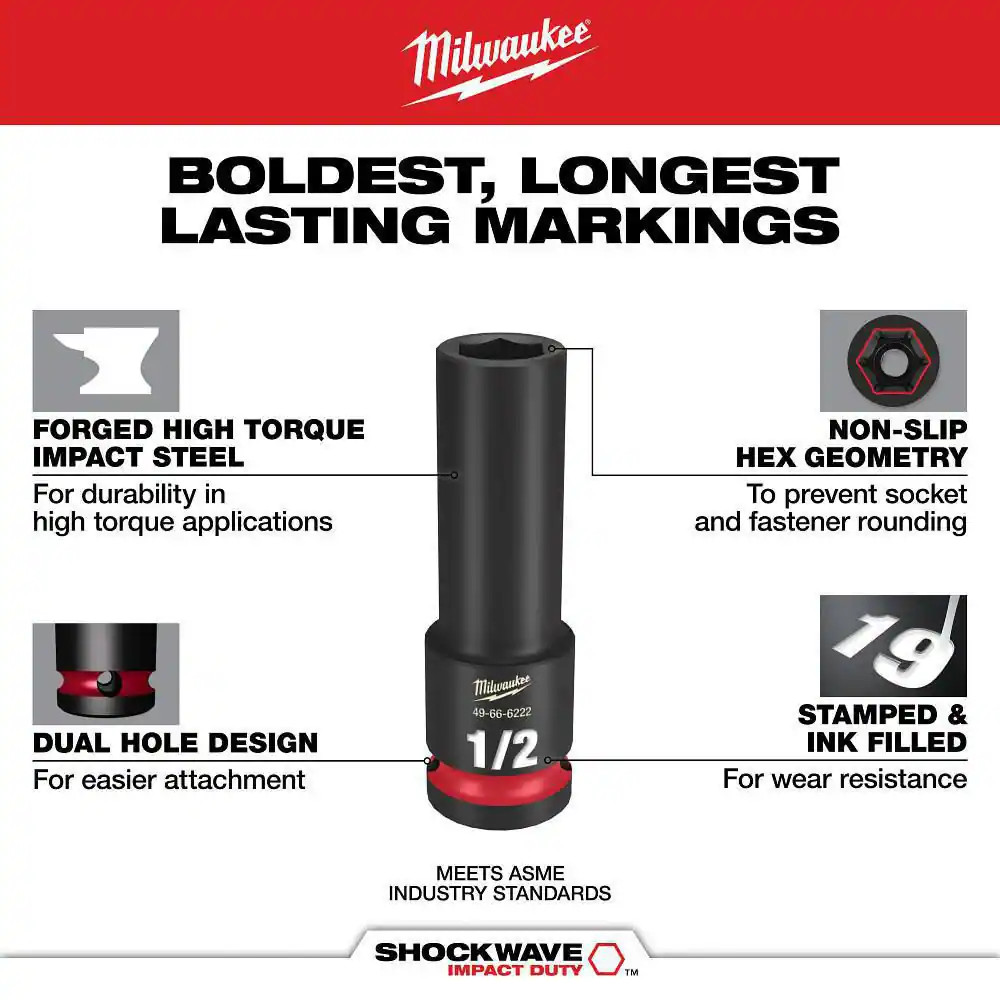 SHOCKWAVE 3/8 In. Drive 9/16 In. Deep 6 Point Impact Socket (1-Pack)
