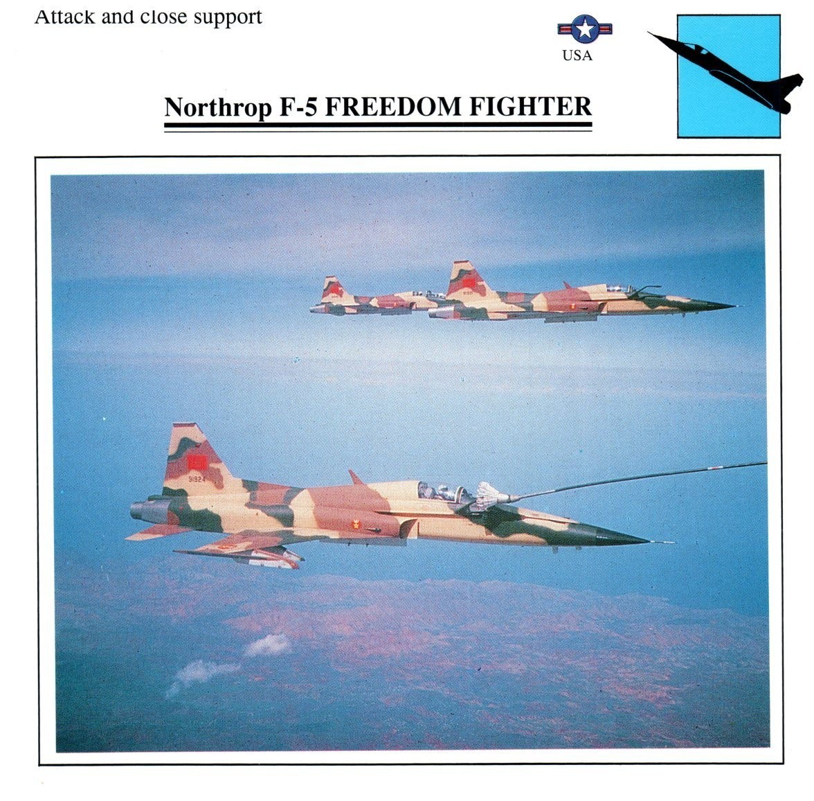 Northrop F-5 Freedom Fighter Edito Service Warplane Air Military Card USA