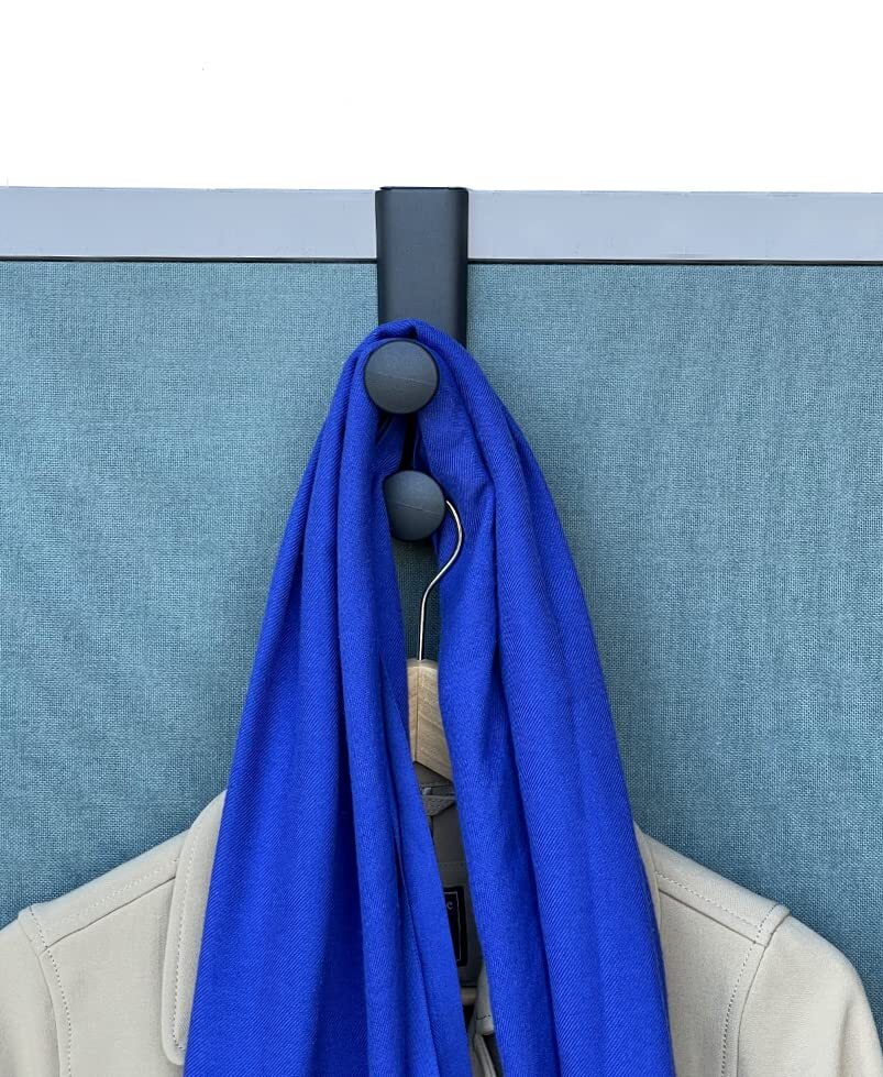 Cubi-pro CWH03 Over-The-Panel Cubicle Partition Wall Garment Hanger with Doub...