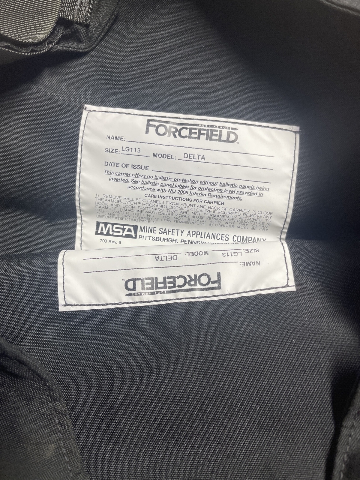 MSA LG113 DELTA LARGE FORCEFIELD VEST