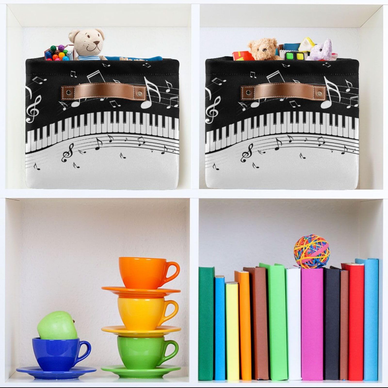 Black White Music Rectangular Storage Basket Organizer Bin Shelf Baskets For Clo