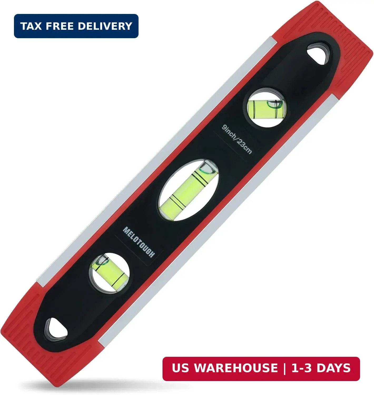 MELOTOUGH 9 Inch Torpedo Level Magnetic,Small Leveler Tool,Spirit Level with 45/