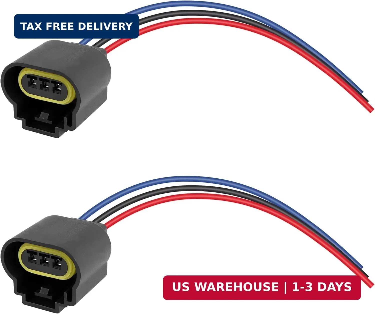 2PCS H13/9008 Headlight Connector with Wire Pigtail,Female/Male Headlight Socket