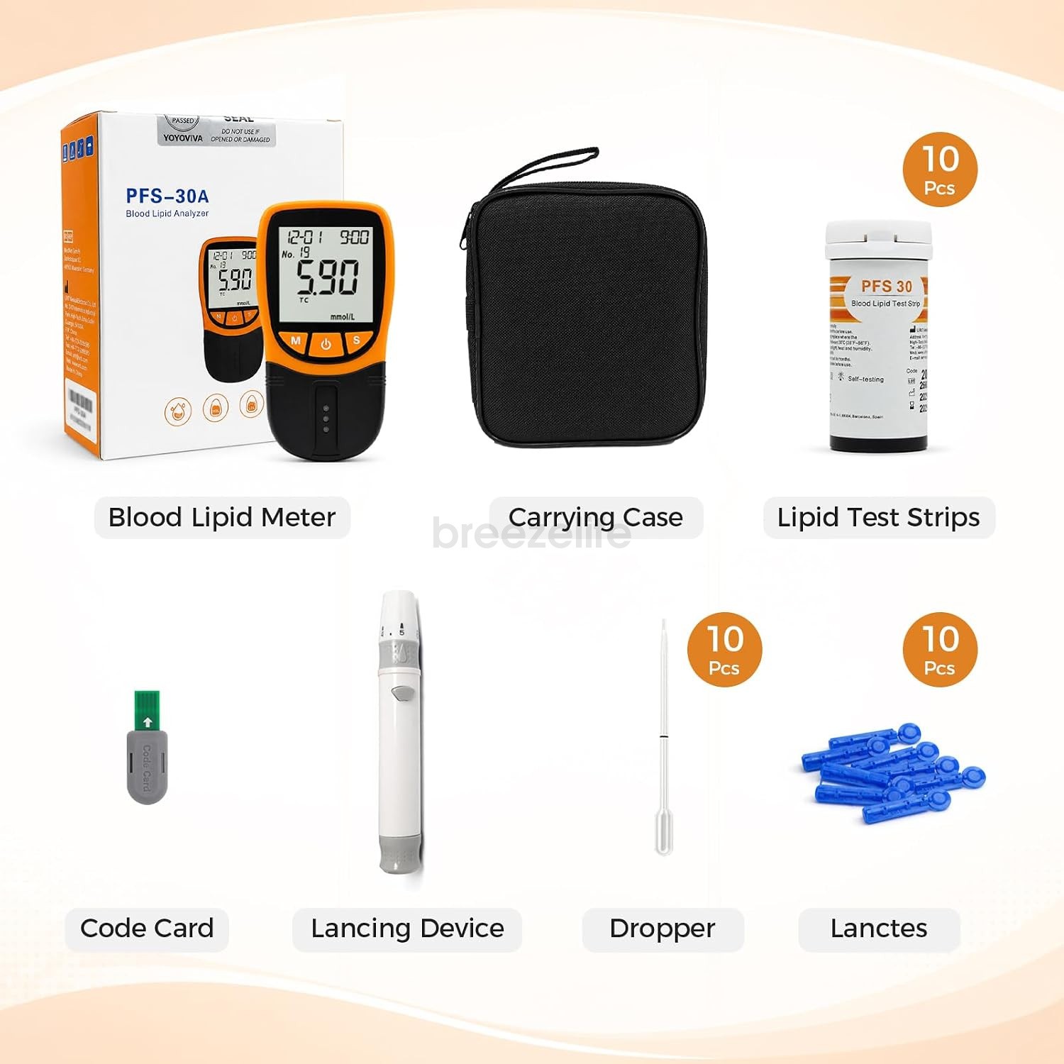 5-in-1 Blood Cholesterol Lipid Monitor Home Test Kit Heart Health Care