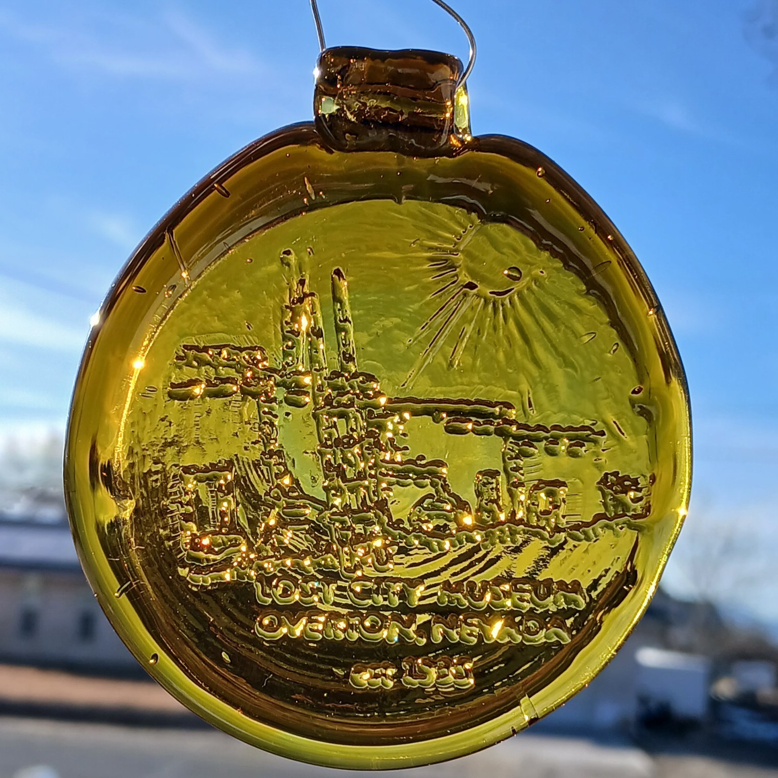 Vintage Gold Yellow Glass Suncatcher Lost City Museum Pueblo Grande de Nevada