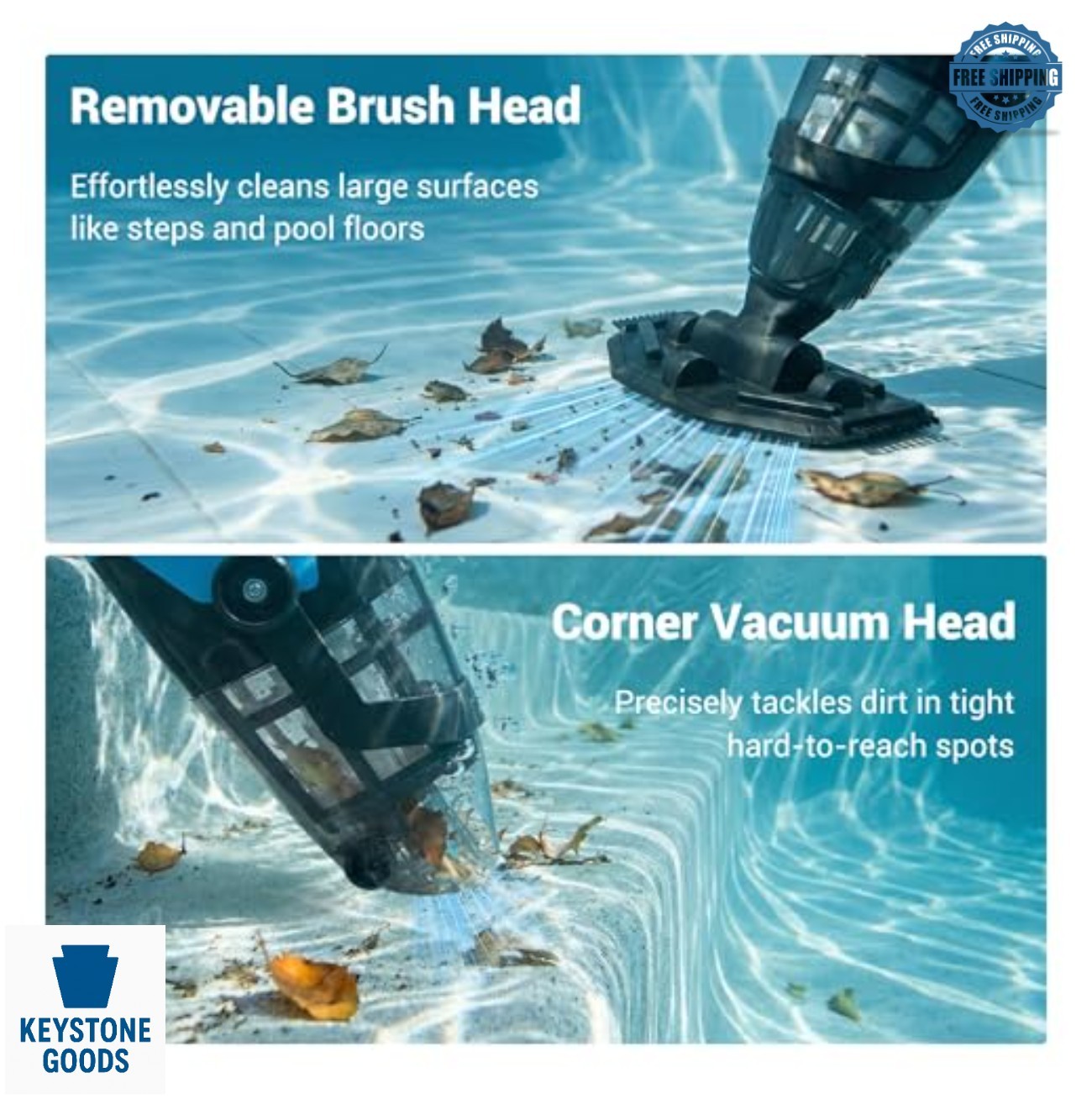Cordless Handheld Pool Vacuum 18 GPM 60 Min Runtime 120μm Fine Filter Above
