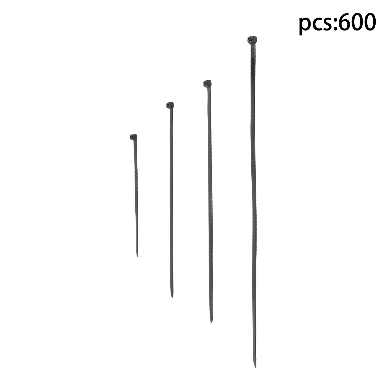 600 Pcs Self-locking Cable Ties Heavy Duty Assorted Sizes 8"+12"+14"+18" Nylon