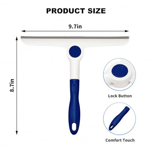 Window Squeegee for Glass Doors，All-Purpose 9.7” Window Cleaning Squeegee,