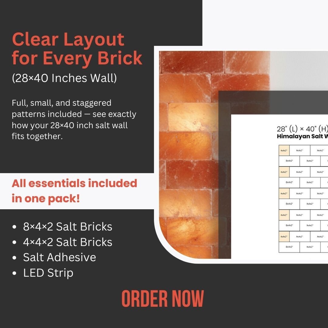 28×40" All-in-One Salt Wall Panel Kit Include Bricks, Glue, LED, Map User Manual