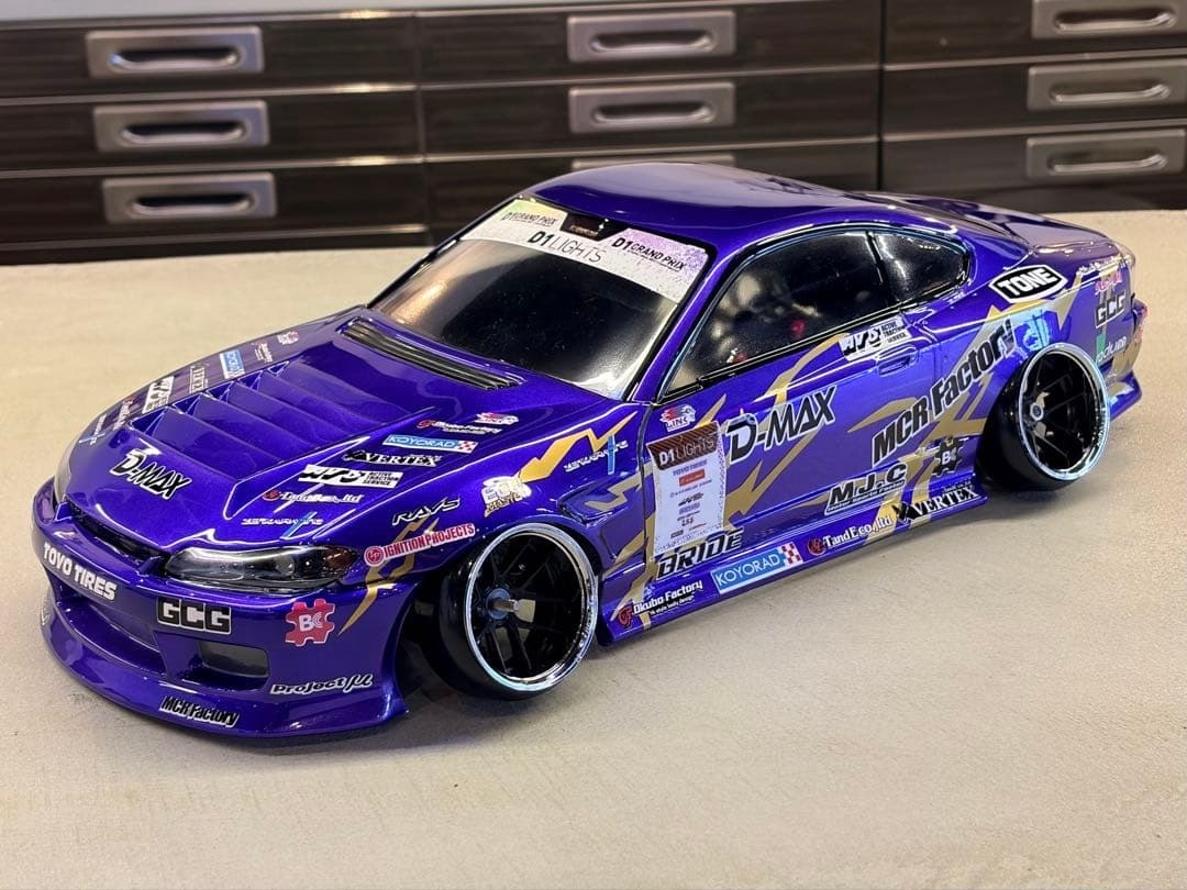 SHIBATA D-MAX S15 Silvia Drift Spec 1/10 RC Painted Body Shell Only