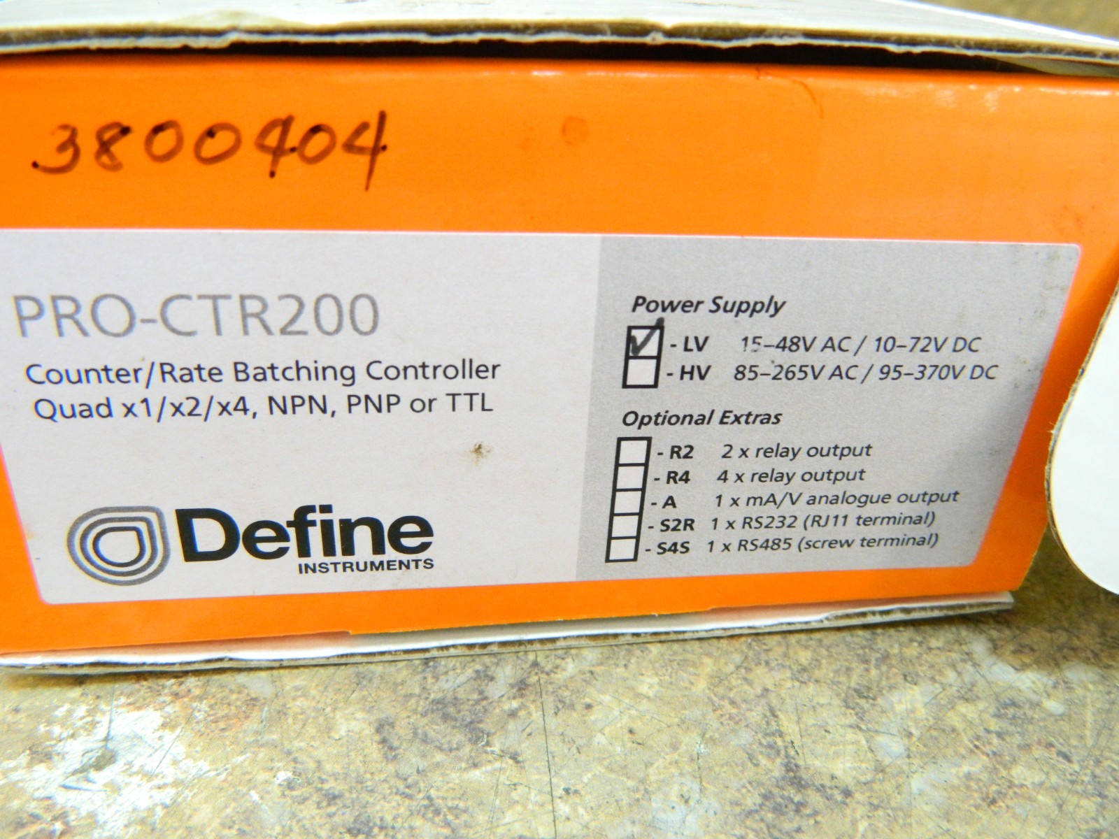 DEFINE INSTERMENTS PRO-CTR200-LV Counter/Rate Batching Controller Low Voltage