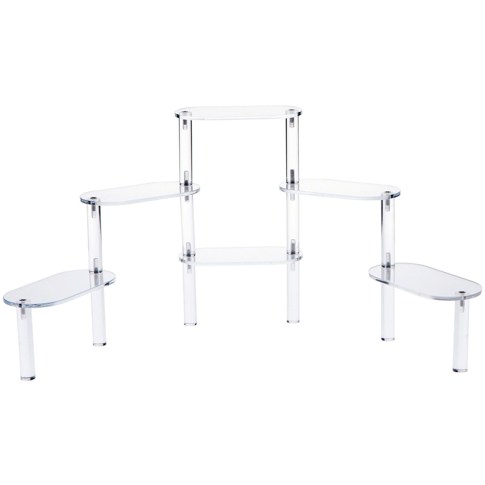 Plymor Clear Acrylic Oval 6-Platform Multi-Item Display Riser, 10.25" H x 26" W