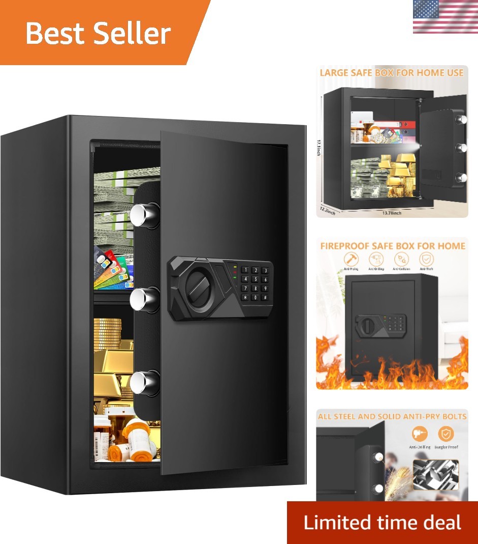 3.3 Cuft Fireproof Safe for Home Use, Digital Home Safes Fireproof Waterproof...