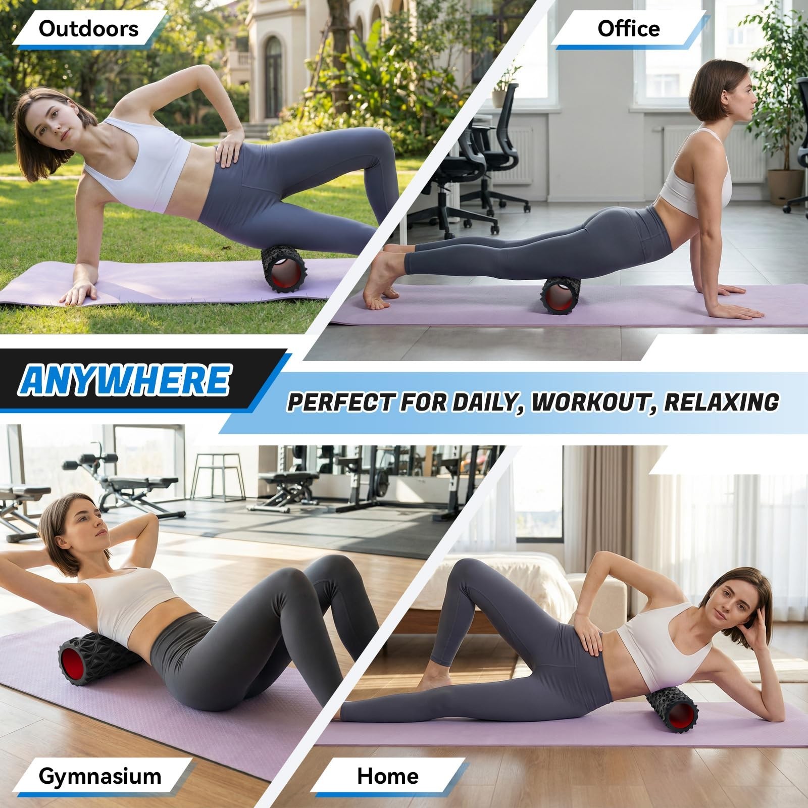 Foam Roller for Deep Tissue Massager, 15" High Density Diamond-Shaped Texture...