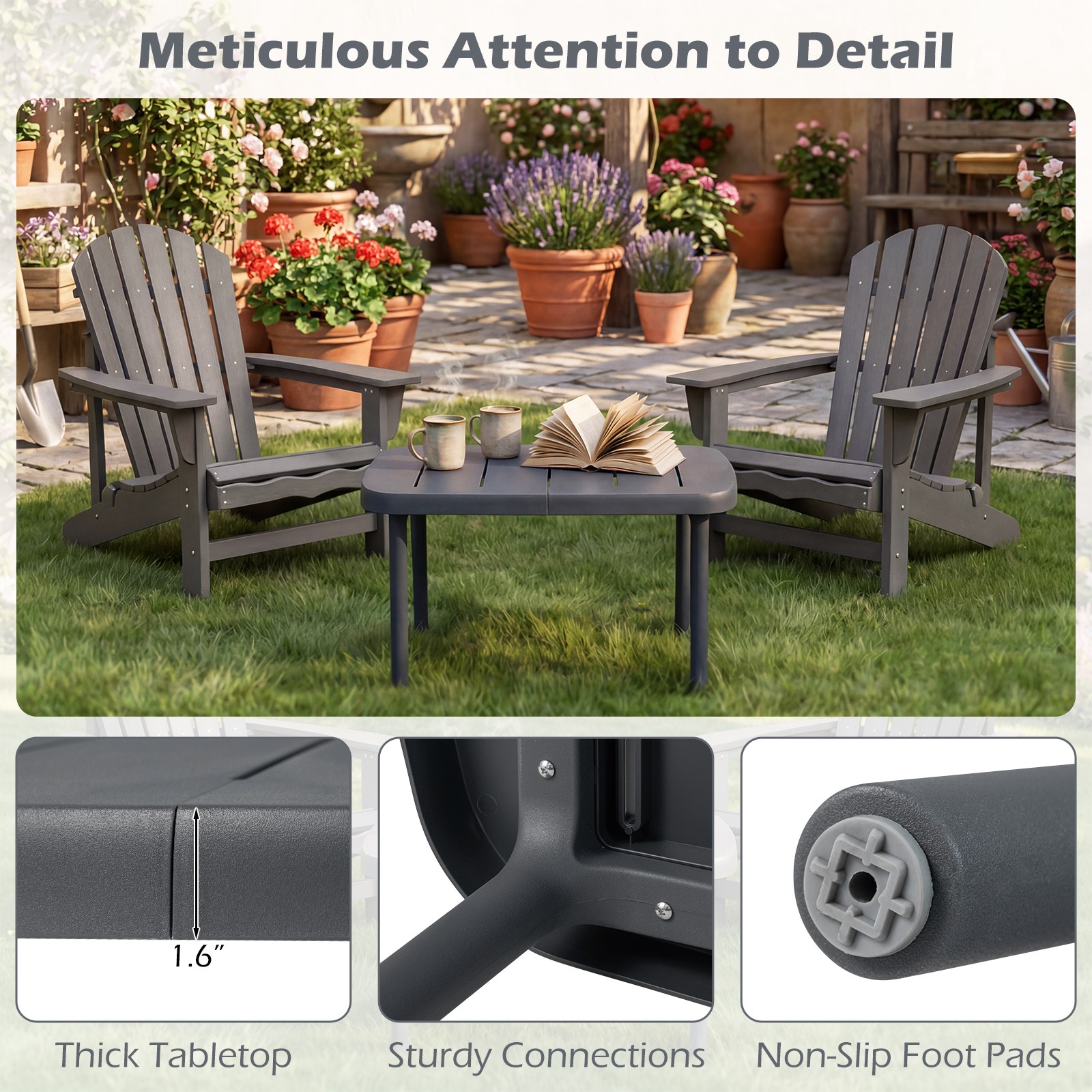Outdoor Coffee Table, Rectangular Patio Storage Table with Aluminum Alloy Rods