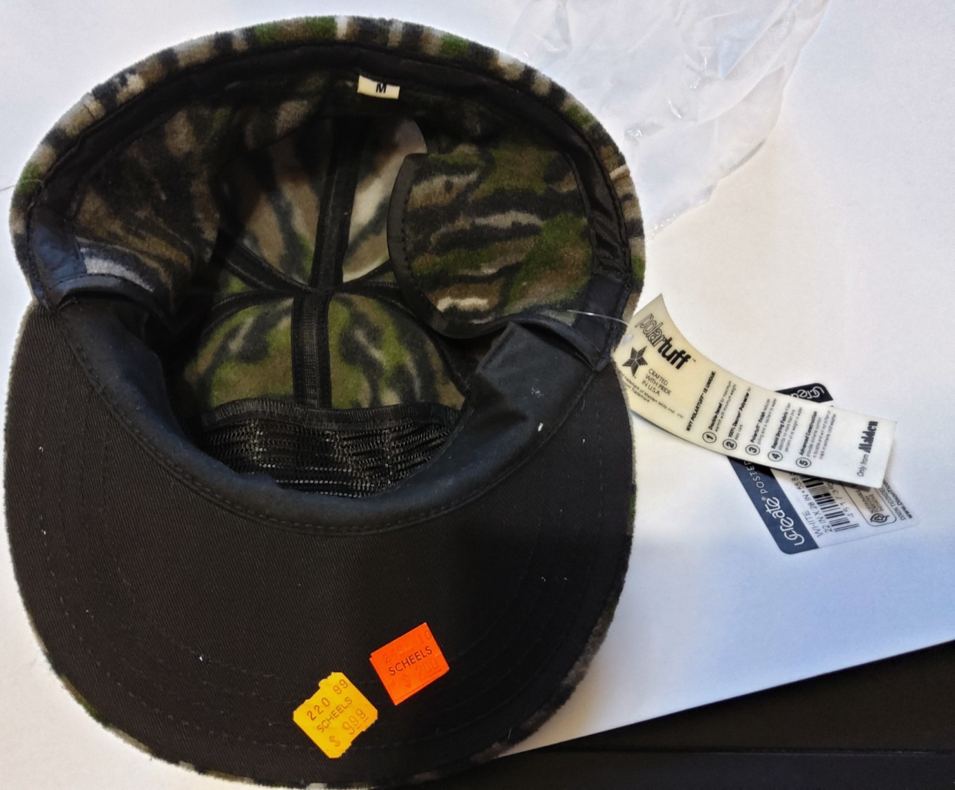 Vintage Polartuff Fleece Camo Hat Cap Made In USA OSFA Green USA Medium