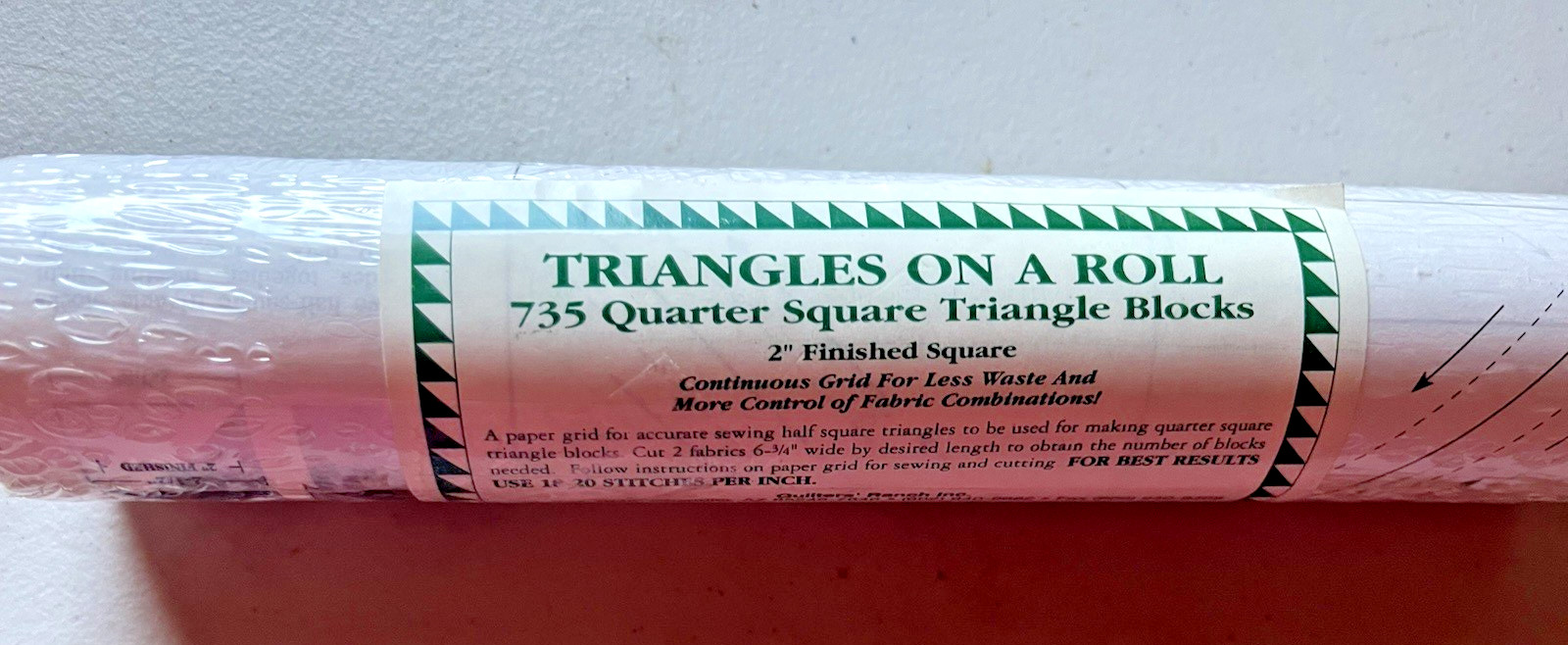 Quilt Triangles Roll 735 1/4" Square Triangle 2" Finished Blocks Paper Grid NEW