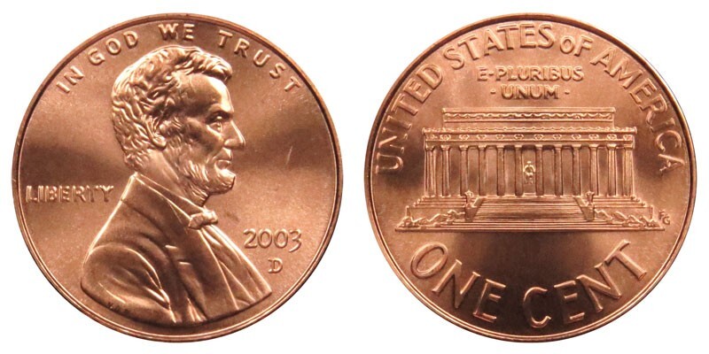 2003 D Lincoln Memorial Cent Copper Plated Zinc Penny ** ON HAND **
