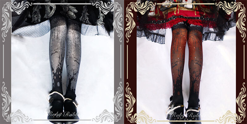 Ladies Opaque Gothic Japanese Lolita Cosplay Halloween Tights 1 pair