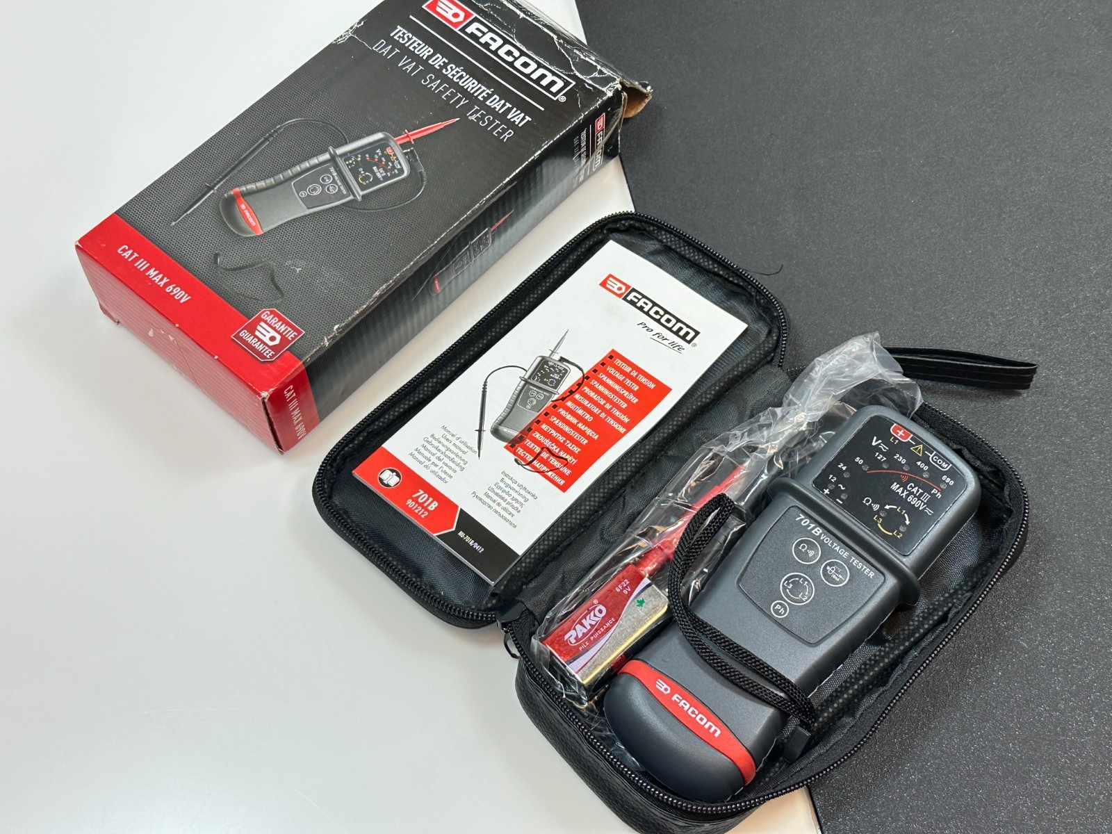 NEW Facom Tools 701B Voltage Volt Circuit Safety DAT VAT Tester w/ Case, NOS