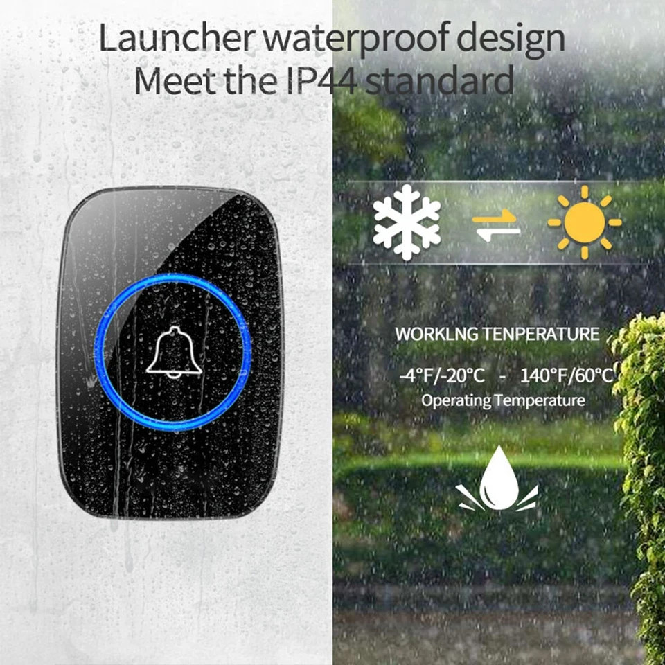 1000FT Wireless Doorbell Waterproof 2 Plugin Receiver Adjustable Volume 38 Chime