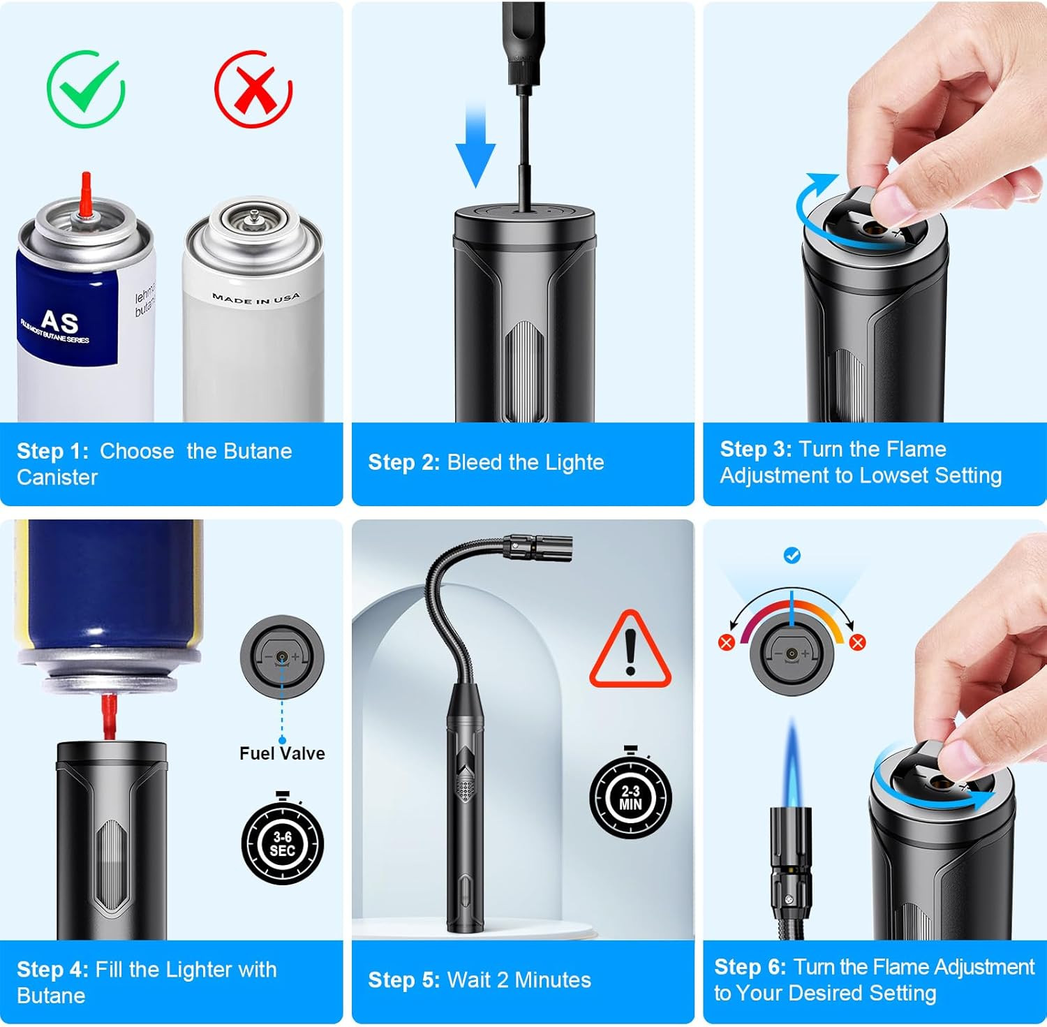 Torch Lighter Refillable Butane Lighter Long Flexible Neck Multipurpose Light...
