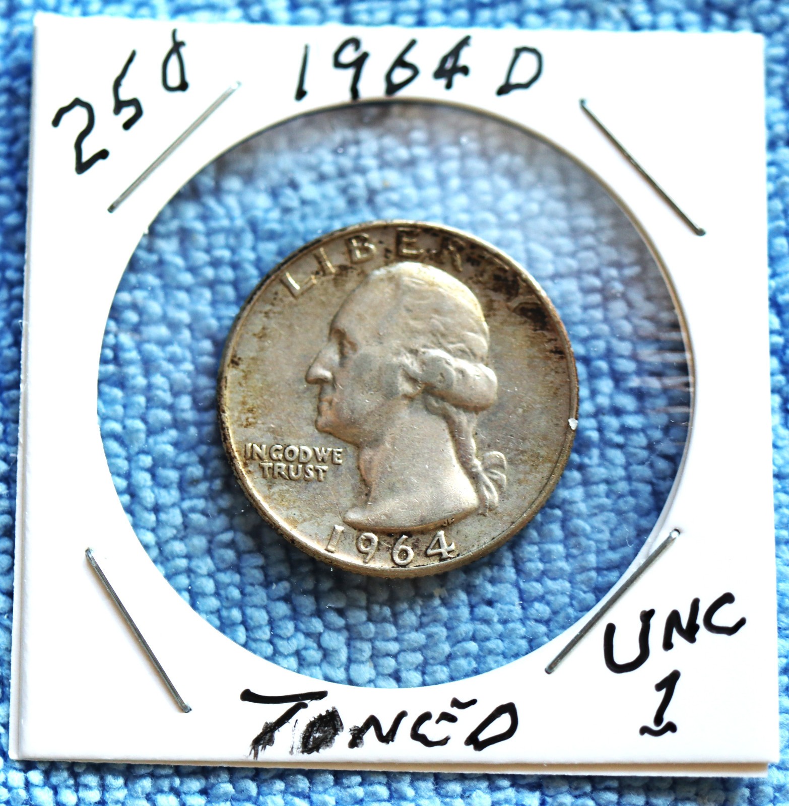 1964 Washington Silver Quarter Uncirculated Nicely Toned