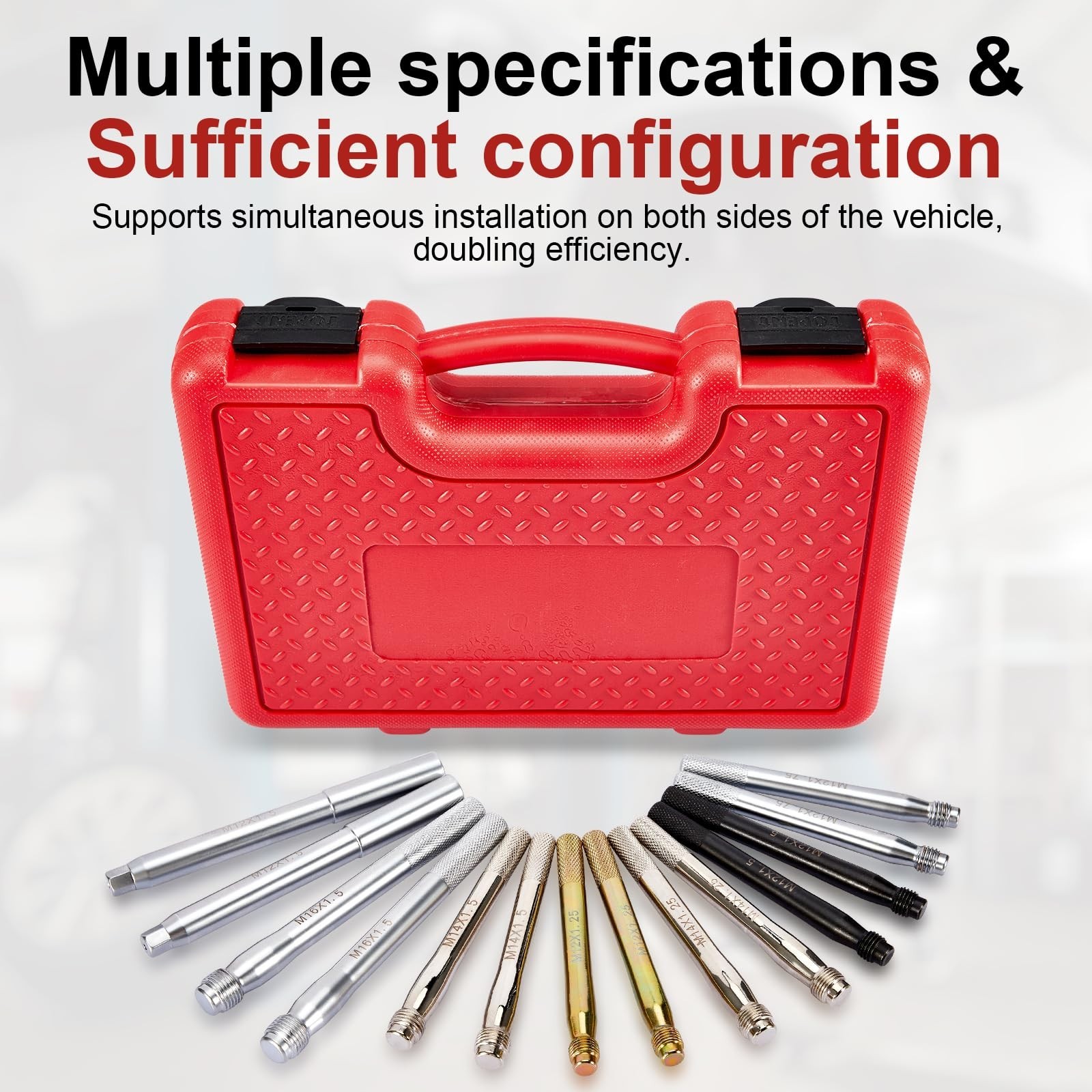 14Pcs Wheel Alignment Tool Set - Stud Pilot Pins & Hub Positioning Rods for Tire