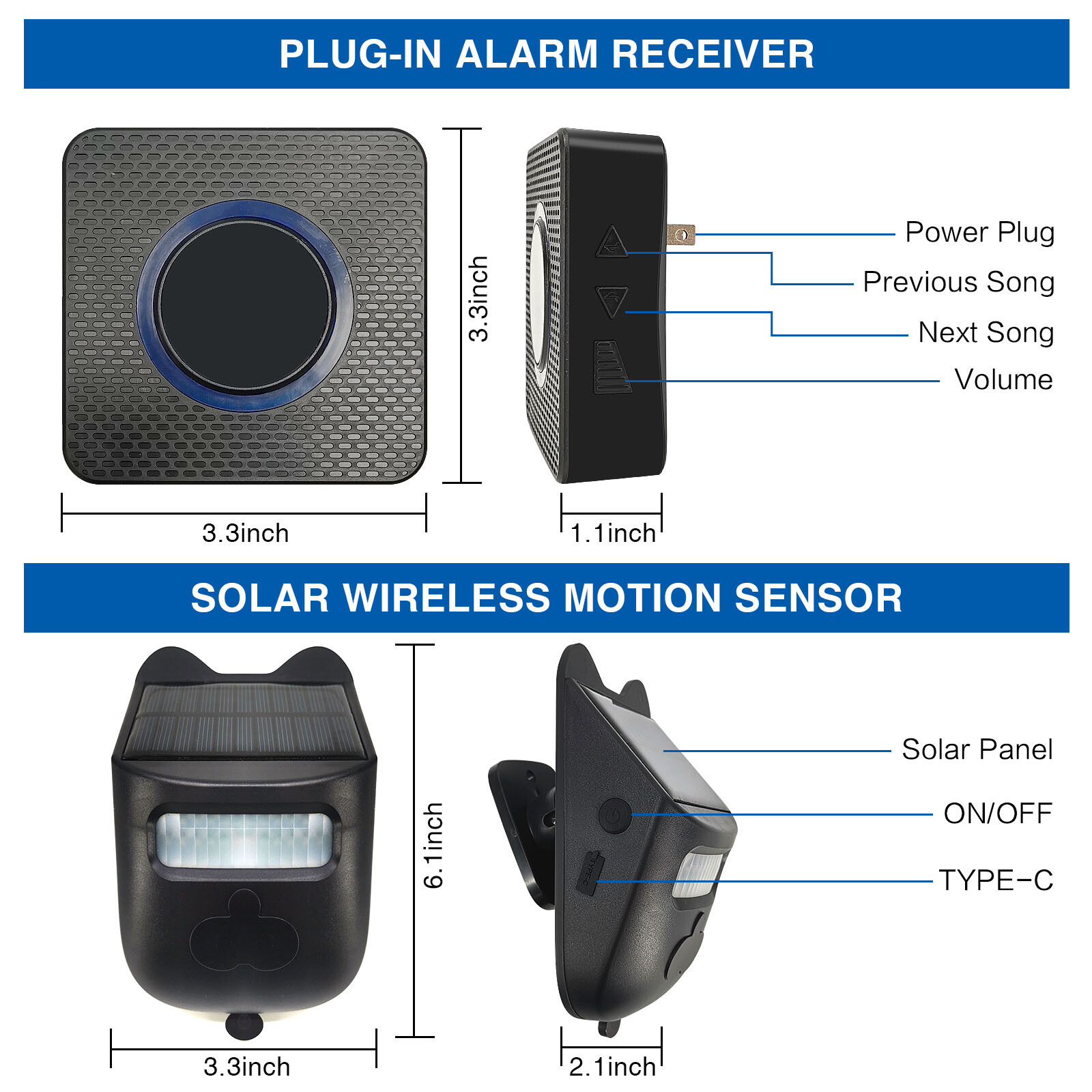 Solar Wireless Driveway Alarm Sensor Alert System Security Long Range IRDetector