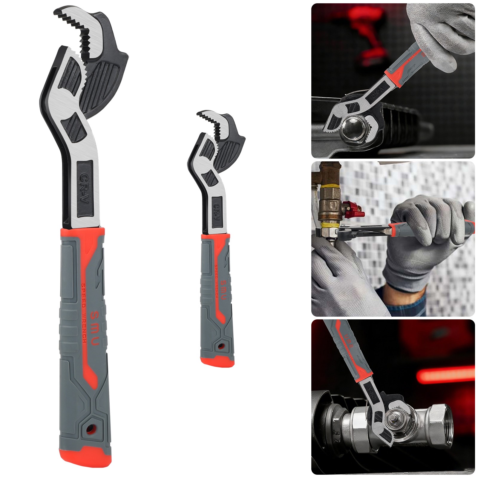 2x Self-locking Pipe Wrench 6"10" Multi-function Plumber Wrench for 7-35mm Pipes