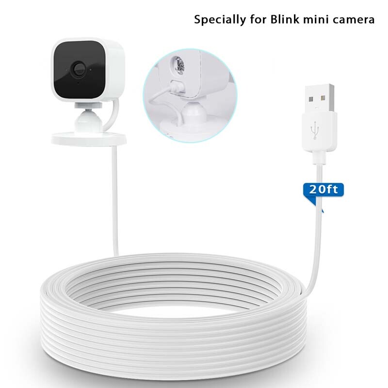 HOLACA Power Extension Cable for Blink Mini 20ft/6m Dedicated Charging Cable