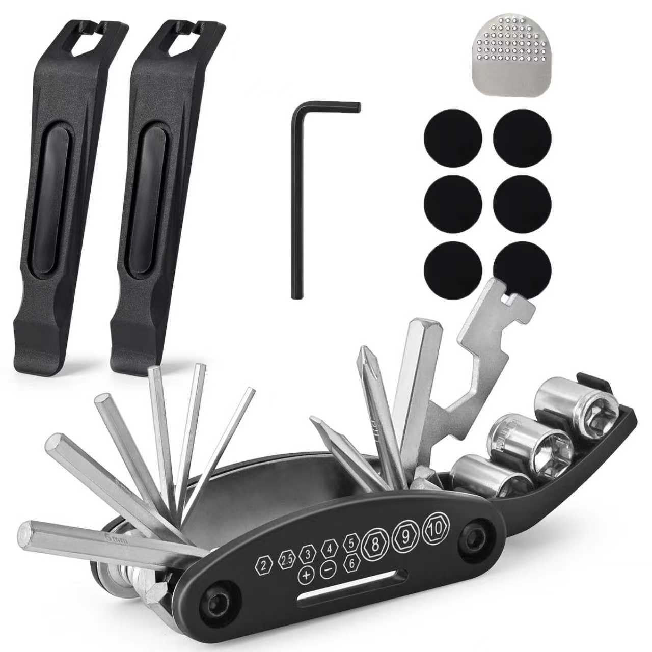 Bike Tool Kit, Tire Repair kit with Multitool and Levers for...
