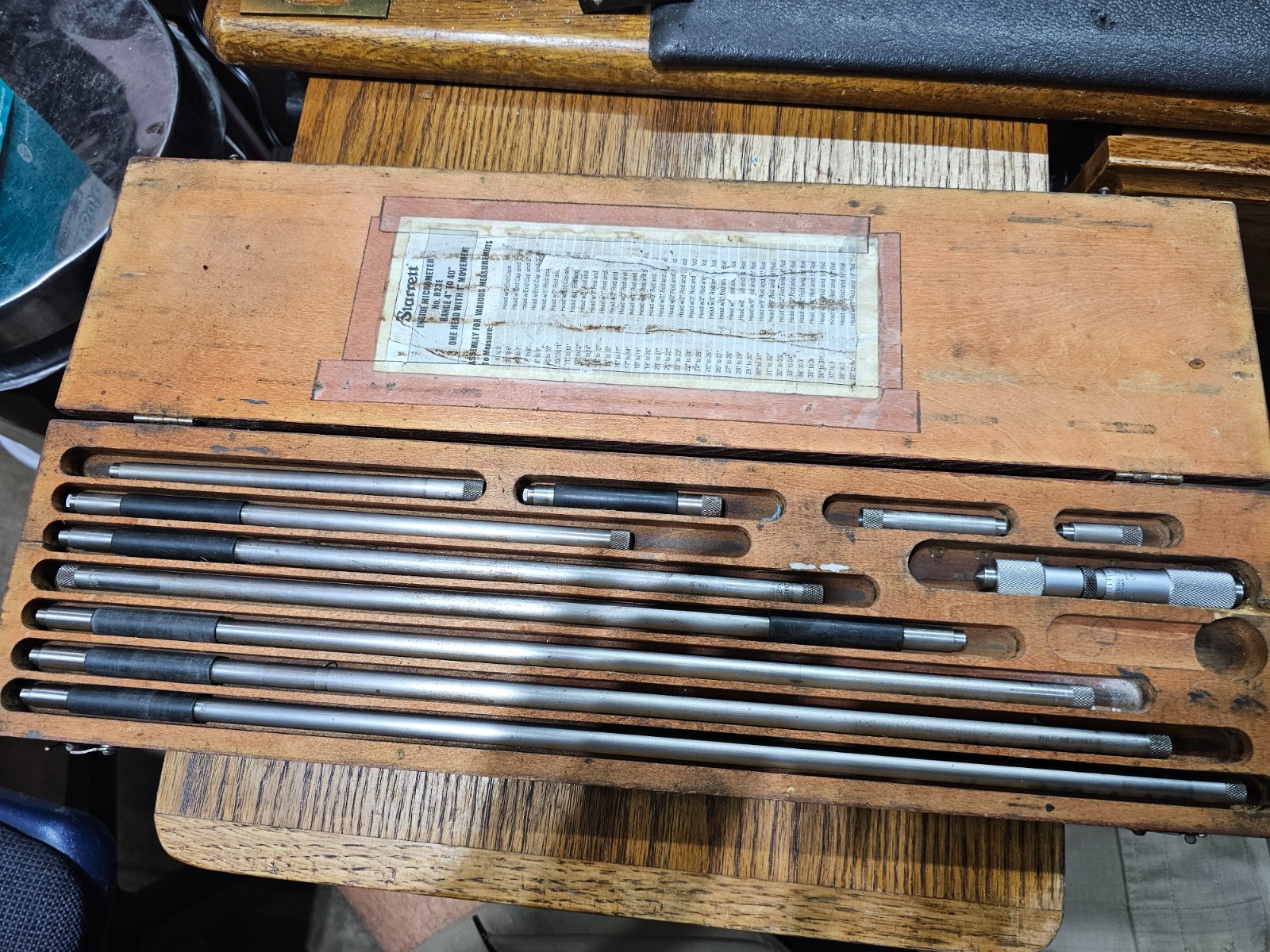 Starrett Inside Micrometer Model 823E Range 4-40" Machinist Tools w. Case