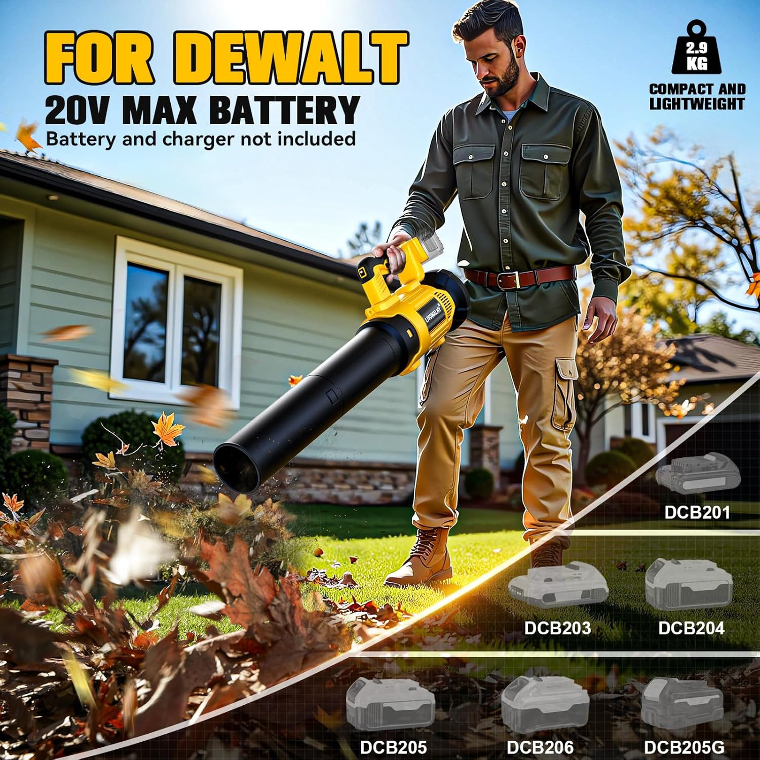 Cordless Leaf Blower Compatible with Dewalt 20V Battery, Electric Leaf Blowers w