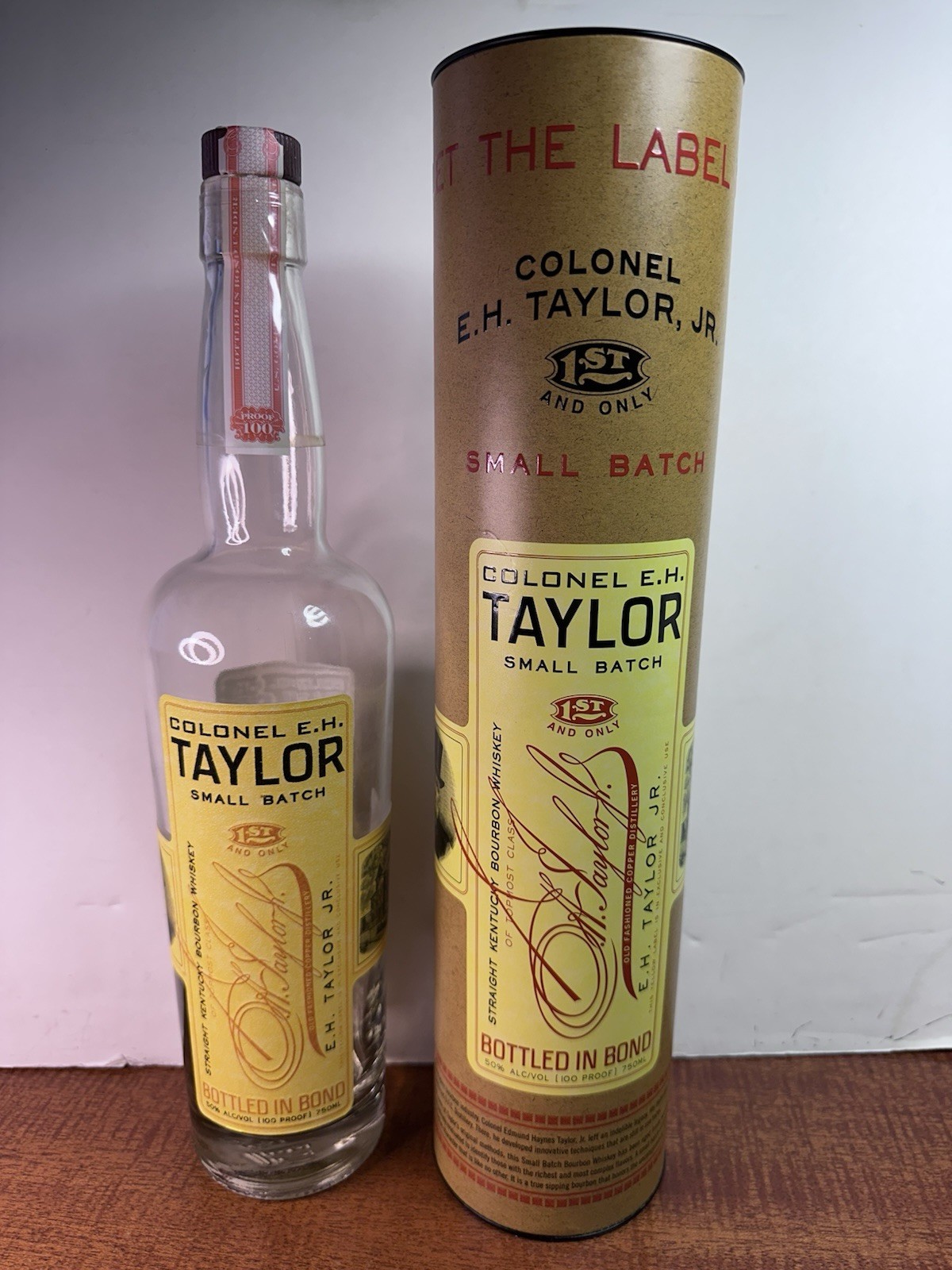 750 ML E H Taylor Small Batch Bourbon Empty Unrinsed Bottle / Tube Buffalo Trace
