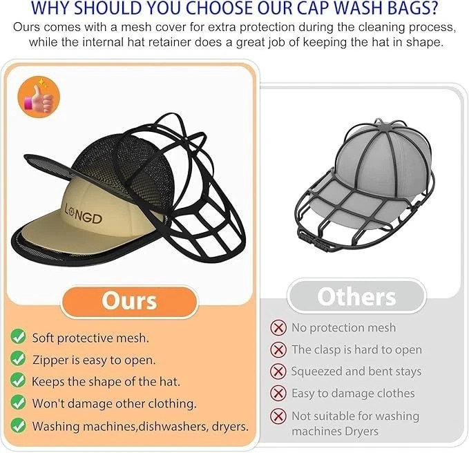 Hat Washer for Baseball Caps Sturdy Cleaning Protector with Frame Cage Laundry