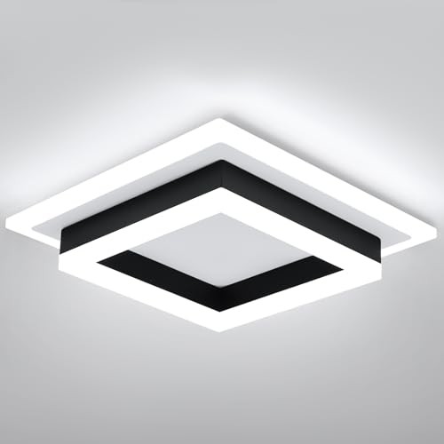32W Modern LED Ceiling Light, Small Flush Mount Light 1 PACK White&Black-6000K