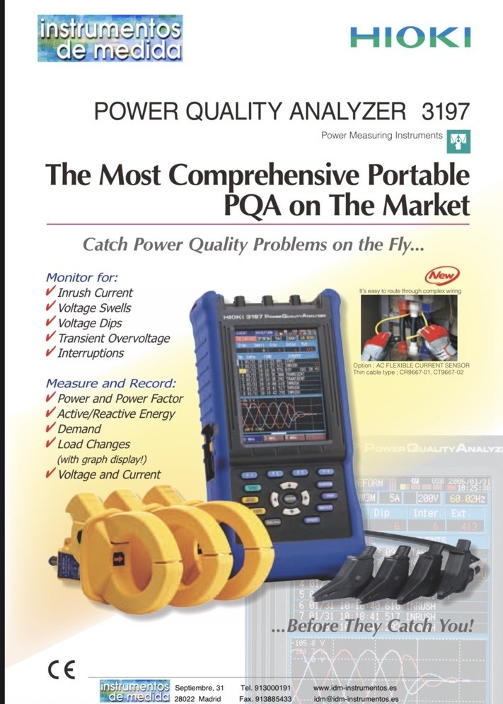 Hioki 3197 Three Phase HandHeld Power Quality Analyzer Meter