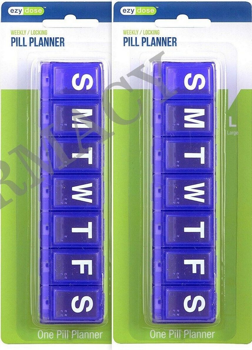 Locking Pill Planner LARGE Ezy Dose ( 2 pack ) COLORS VARY  67932