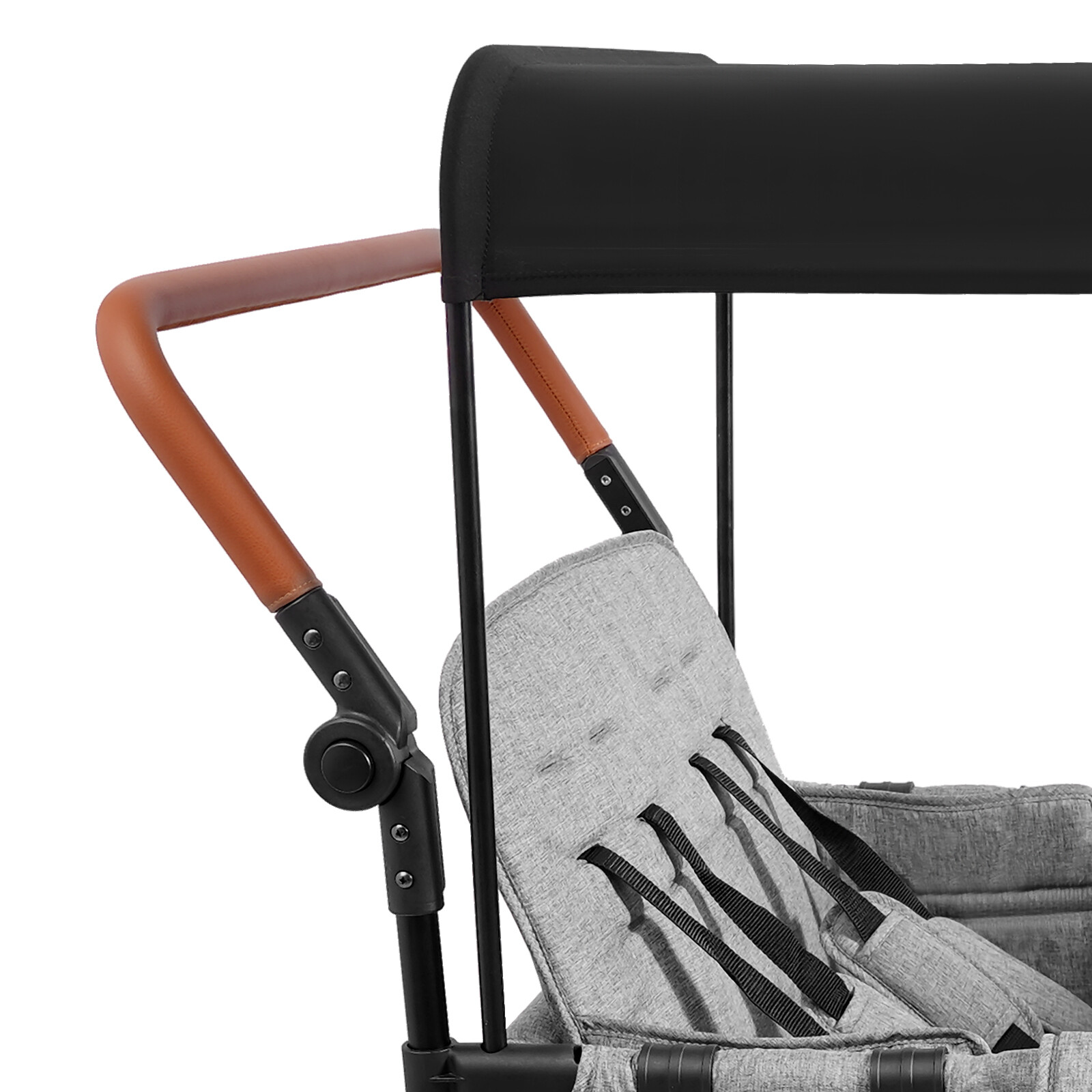 Folding Baby Stroller Wagon Cart For 4 Kids, Face To Face High Seat With Canopy
