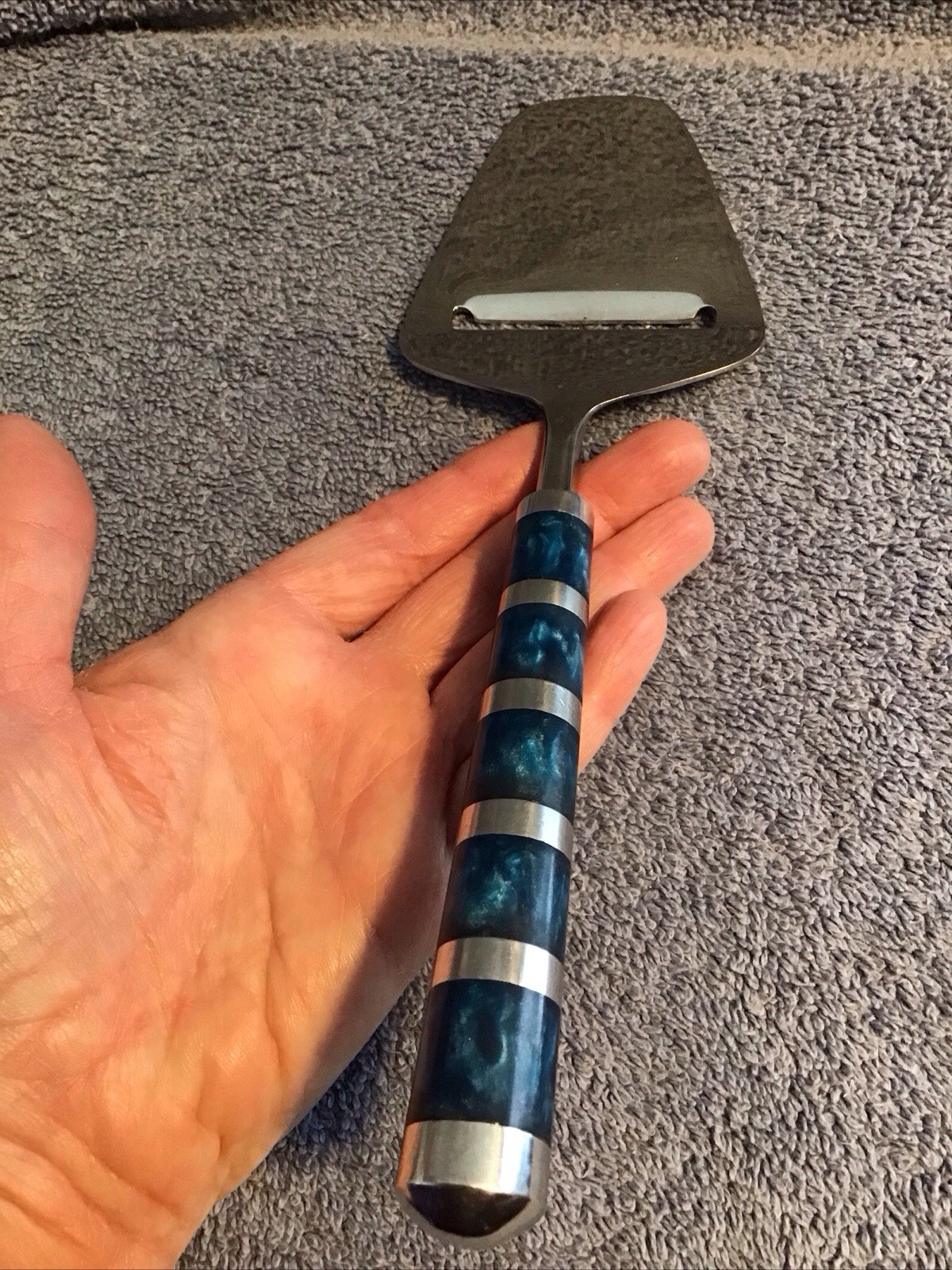 Cheese Knife Slicer Large Fancy Blue Silver Handle India