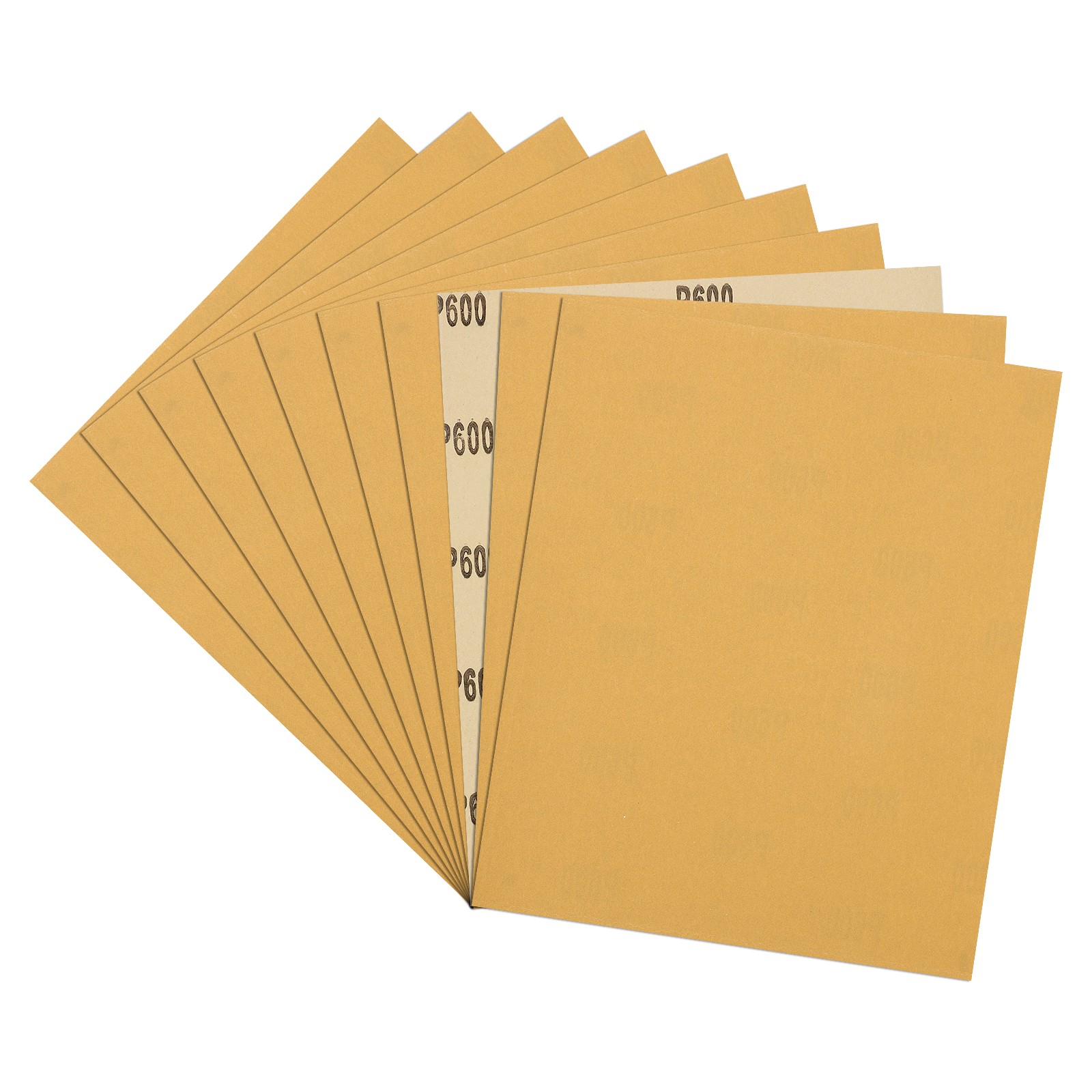 Sandpapers (9" x 11"/229mm x 279mm) 10 Sheet, 600 Grit Gold Sand Paper
