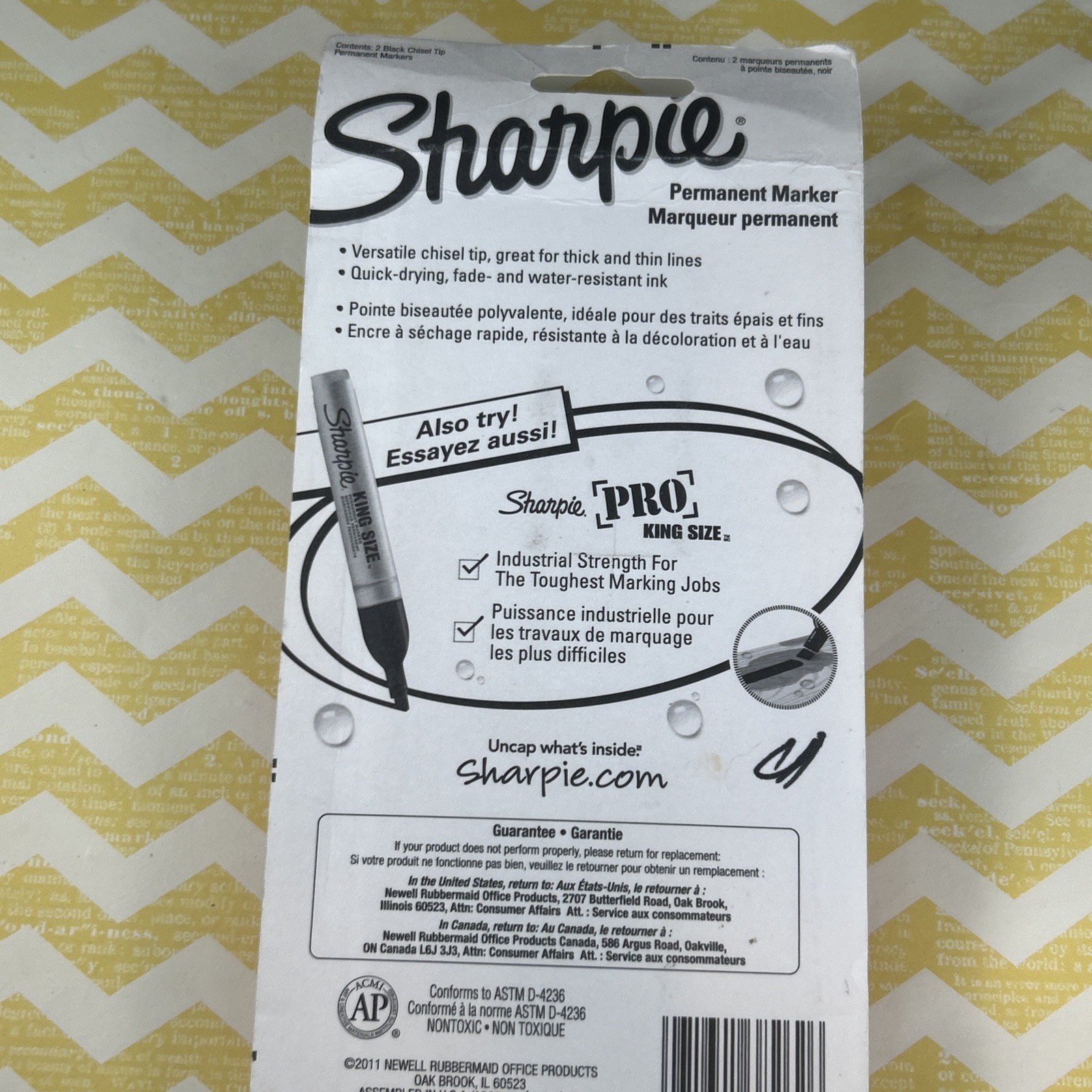 Sharpie Chisel Tip 2 Markers Permanent BLACK Ink Large Broad Marker 2-count