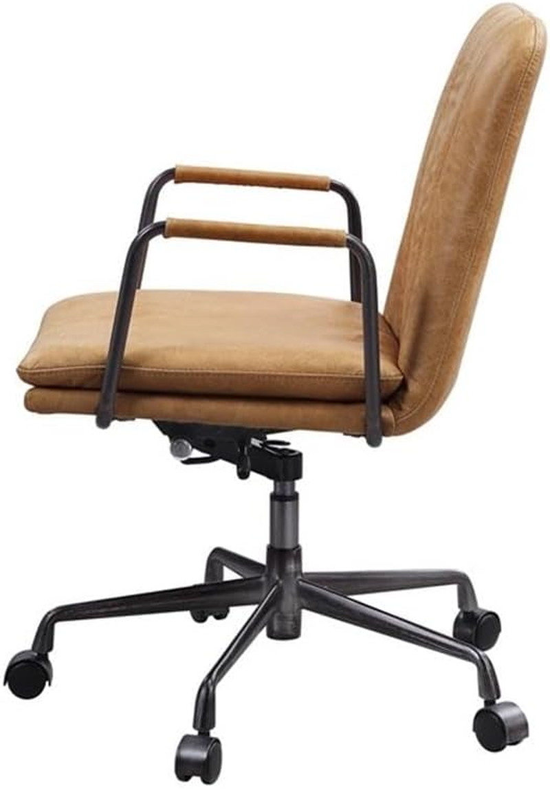 Eclarn Leather Adjustable Height Swivel Office Chair in Brown