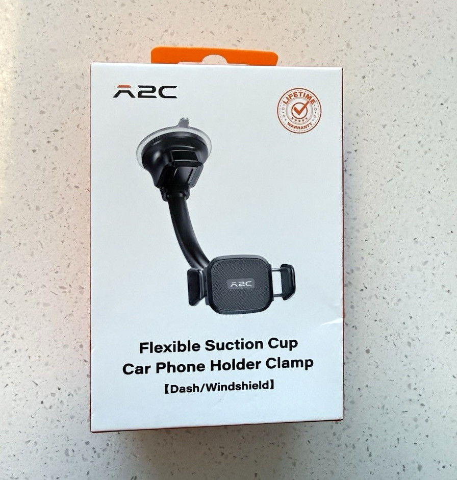 A2C Flexible Black Car Phone Mount Suction Cup Clamp for Dash/Windshield