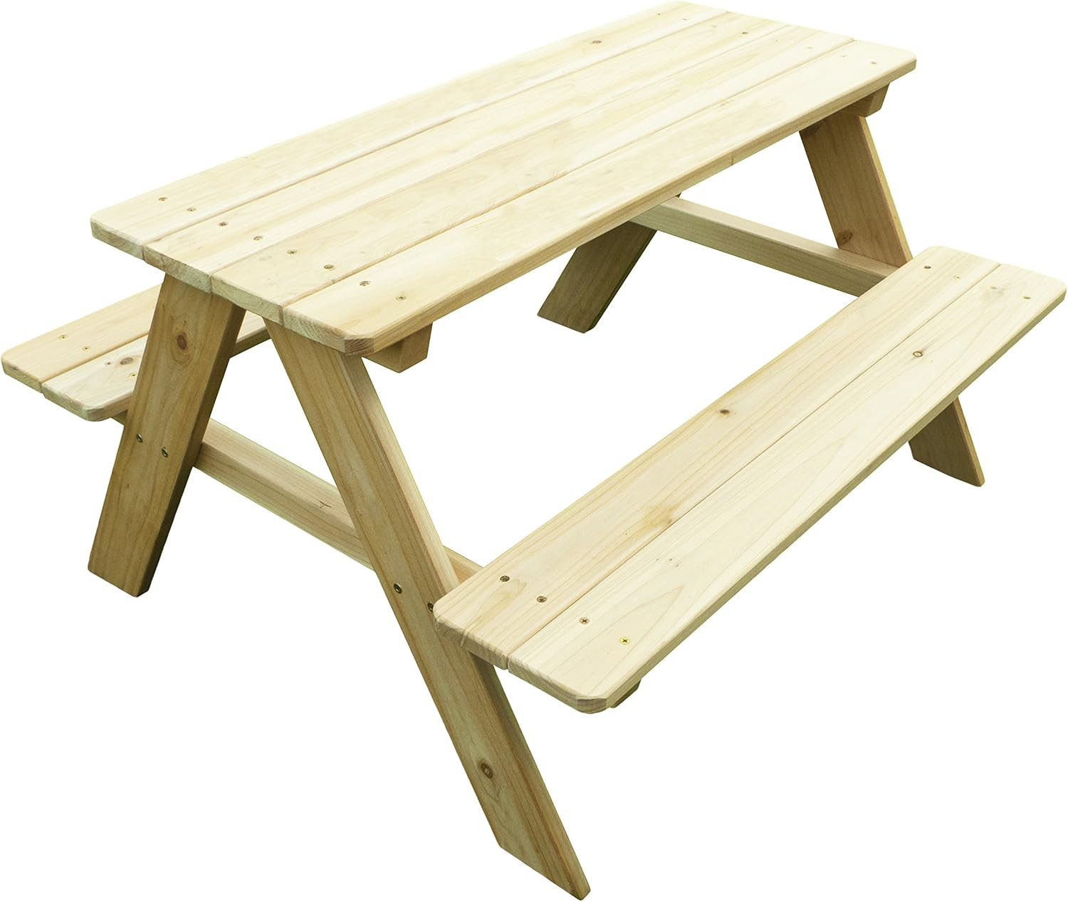 Kids Wooden Picnic Bench - Outdoor Patio Dining Table in Brown, 37"x10.8"x4.9