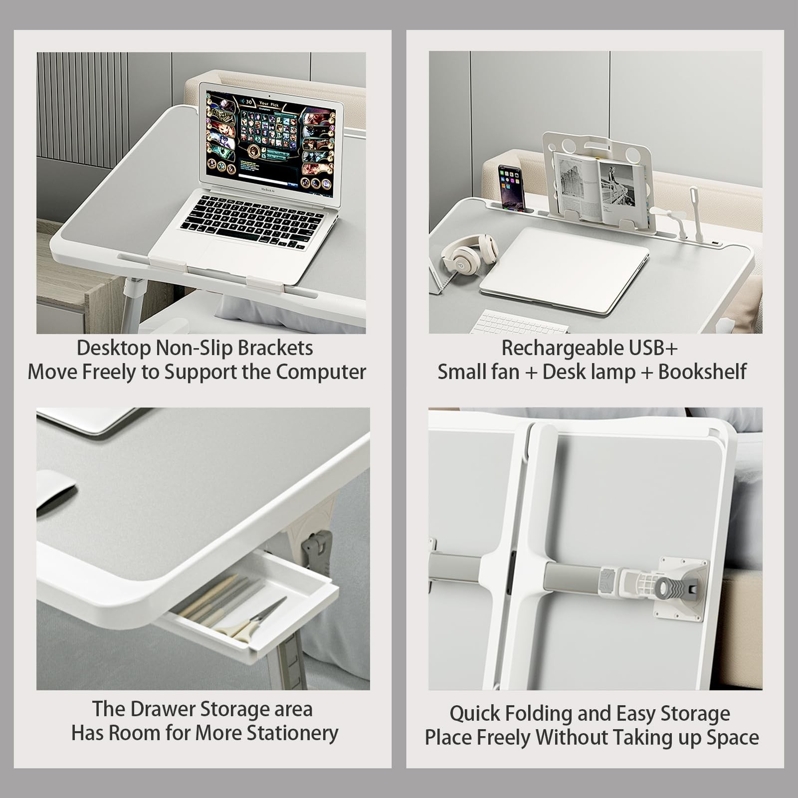 Laptop Desk for Bed, Adjustable Beds Table with USB Charge Port, Foldable Lap...