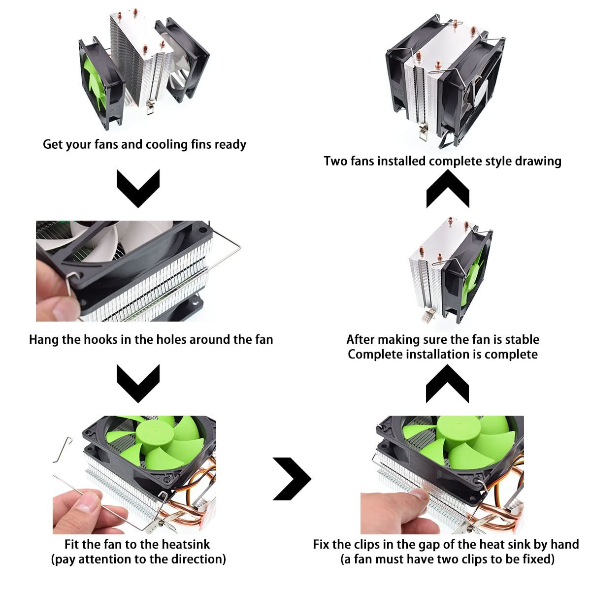 DGHAOP 4pcs Computer Mainboard CPU Radiator Fan Fixing Clip 9cm Upper Hook