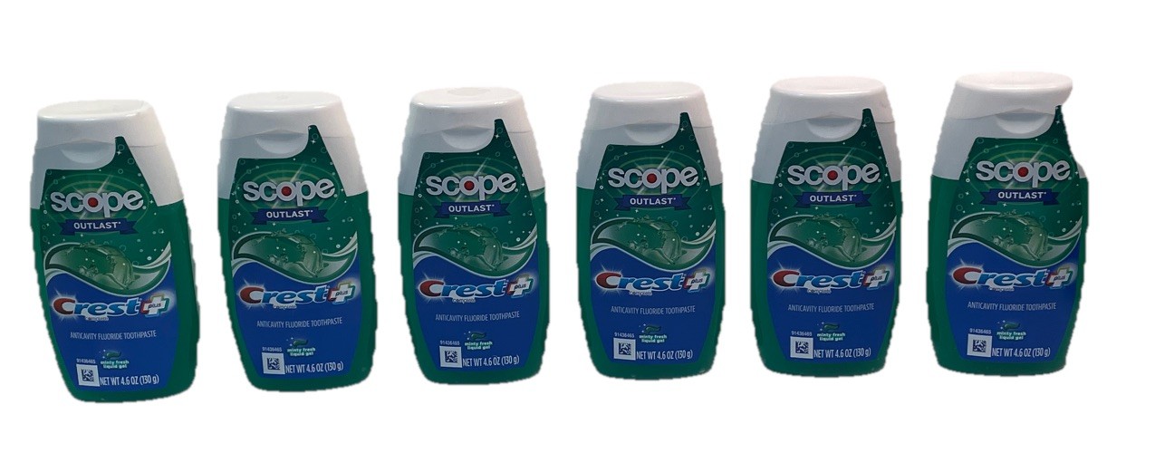 6 Crest Scope Outlast Anticavity Fluoride Toothpaste 4.6 fl oz EXP 2027