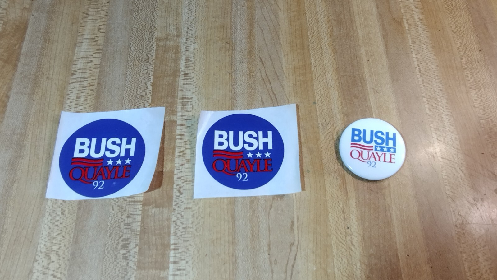 Bush/Quayle '92 Metal Button Pin/2 Stickers!